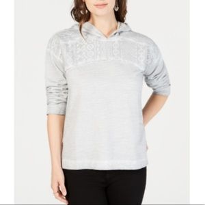 COPY - STYLE & CO Womens Gray Lace Yoke Pullover …